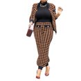 thumbnail image 2 of Gvmfive Womens 2 Pieces Outfits Set Houndstooth Pritned Jackets Bodycon Pants Suit, 2 of 5