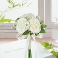 thumbnail image 6 of White Silk Wedding Bouquet Artificial Bridal Bouquet Boho Wedding Photography Props Fake Flowers Handheld Bouquet, 6 of 6