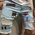 thumbnail image 4 of Giftesty Men Pants ,Men Cotton Distressed Denim Shorts Ripped Jeans Casual Holes Pants Summer Short, 4 of 9