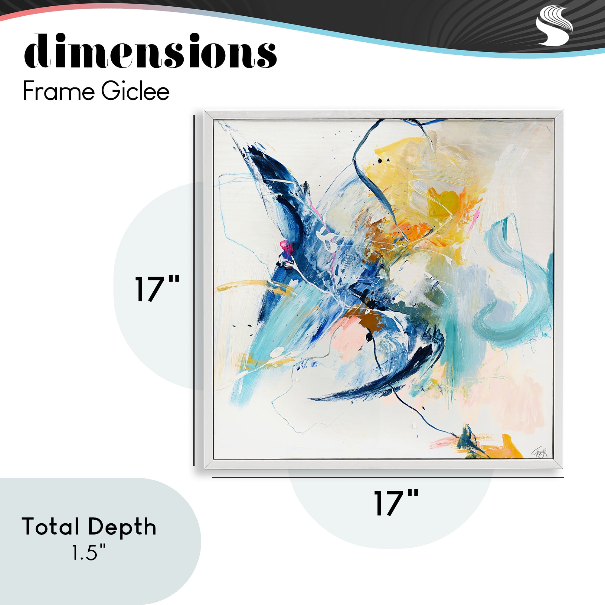 Confident Blue Abstraction White Framed Giclee Art, design by Design Fabrikken