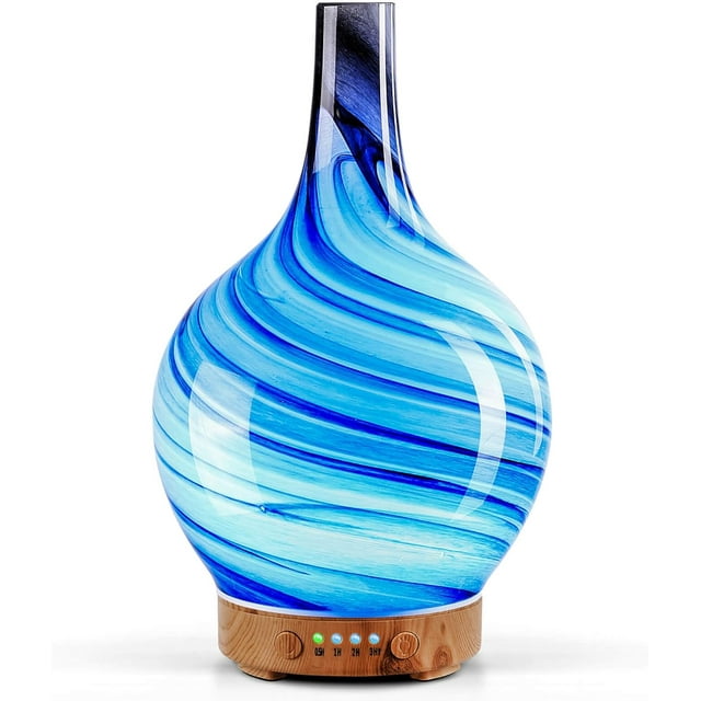 Porseme 150ml Essential Oil Diffuser Glass Color Changing Aroma Air Diffusers Aromatherapy Ultrasonic Cool Mist Humidifier 6 Running Hours Waterless Auto-Off for Sleeping, Yoga, Office, Spa (Ink)