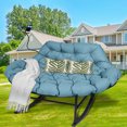thumbnail image 4 of Outdoor Loveseat Rocking Chair with Thicken Cushion and Phone Holder for 2 Person for Garden Patio Yard (Turquoise), 4 of 7