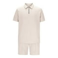 thumbnail image 4 of Bpmpbo Men's Track Suits 2 Piece Set Casual Quarter Zip Polo Shirt and Shorts Set Sweatsuit Summer Outfits，Men's Short Sleeved Top Shorts Lapel Solid Color Suit, 4 of 6