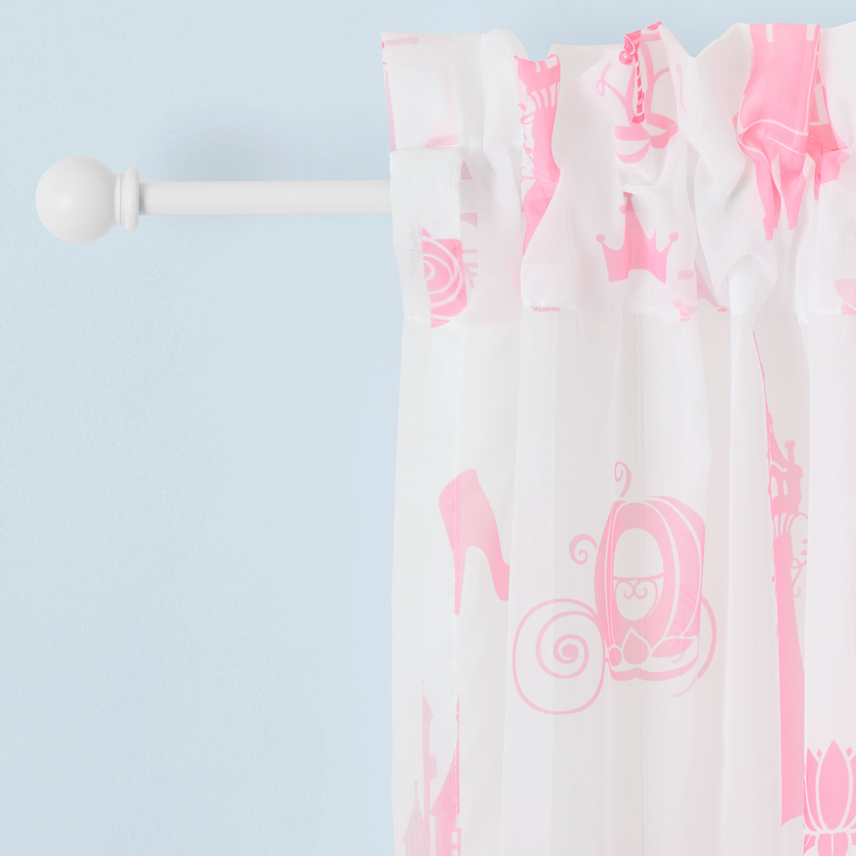 Princess Sheer Kids Drape, 38" x 84", Pink and White, Disney