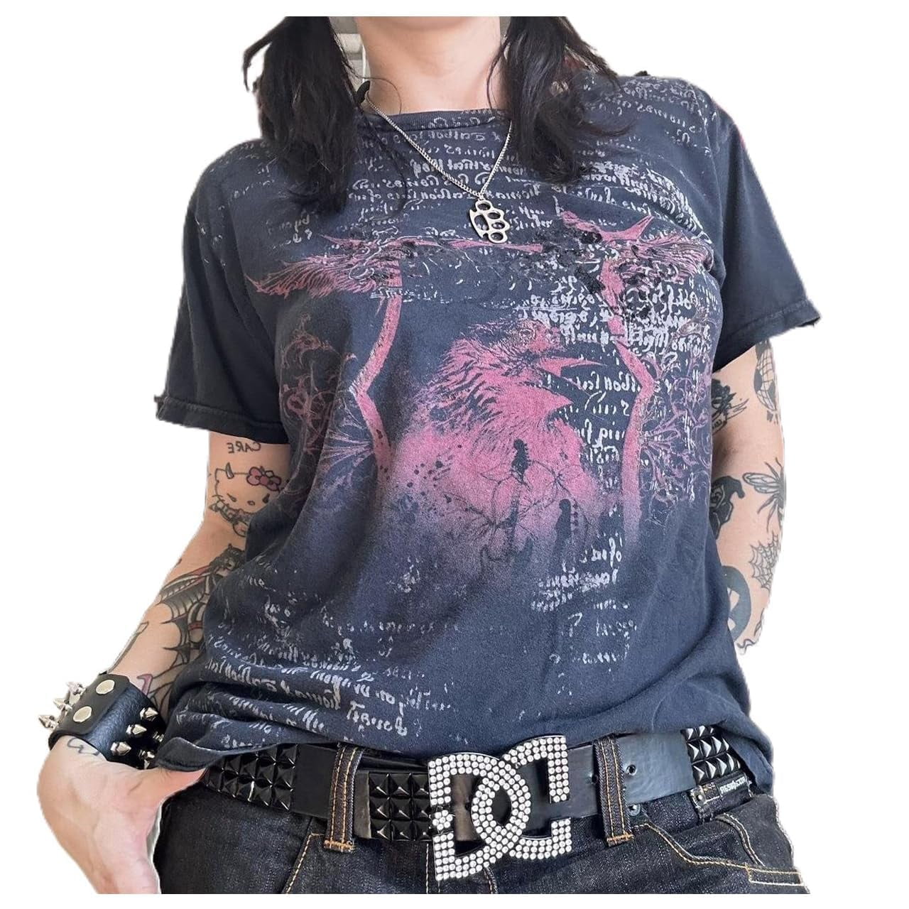 Women Y2K Fairy Grunge Shirt Top Short Sleeve Graphic Print T