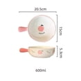 thumbnail image 2 of 600ML Circular Double Ear Handle Baking Tray Ceramic Baking Tray, Home Oven Baking Hand Drawn, 2 of 3