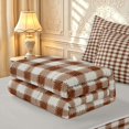 thumbnail image 6 of Manfei Minimalism Checkered Zipper Twin Comforter Sets with Fitted Sheet and 2 Pillowcases,Geometric Check Zipper Bedding Set,Brown White,Light Gray Reversible,4pcs, 6 of 8