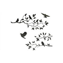 Glossy Black 20" x 25" Burnish Birds & Blossoms Vinyl wall art Inspirational quotes and saying home decor decal sticker