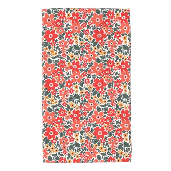 Balery Small Coral Red Flowers Toalla de Microfibra Premium con Estampado – 27.5x16 pulgadas, Alta Absorción, Suave y Aterciopelada, Secado Rápido