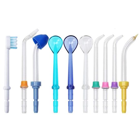 10 Pcs Replacement Jet Tips Oral Irrigator Nozzle Set Compatible with Water Pick Water Flosser,Nozzle Jet Accessories and Brush Head for WP-100