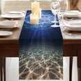 thumbnail image 3 of Table Runners 72 Inches Long Dress Scarves, Navy Blue Ocean Waves Farmhouse Kitchen/Dining Table Runner, Coffee Tablerunners, Summer Beach Coastal Abstract 16x72 Inch, 3 of 9