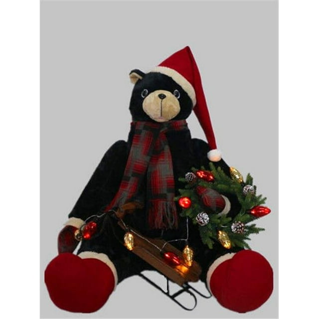 RG Style XM-A6190N Patented 34 in. Christmas Inflatable Sitting Bear Indoor Decoration with Music & LED Lights