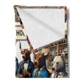thumbnail image 2 of Ambesonne Humorous Fleece Throw Blanket Happy Hour Bulls and Bears 60"x80" Sand Brown Multicolor, 2 of 5