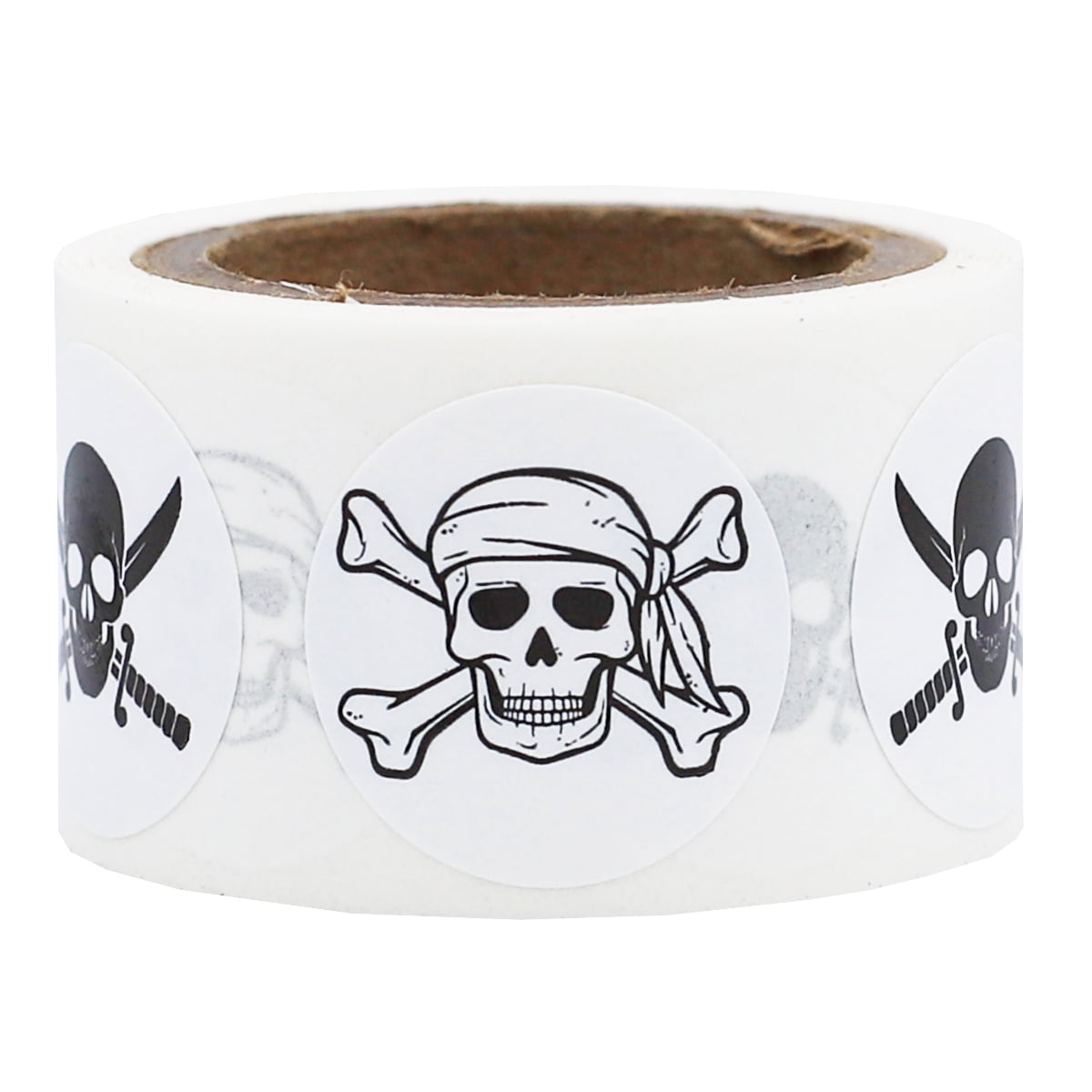 White Pirate Skull and Crossbones Stickers | 0.75" Inch Round - 100 Pack -  Walmart.com