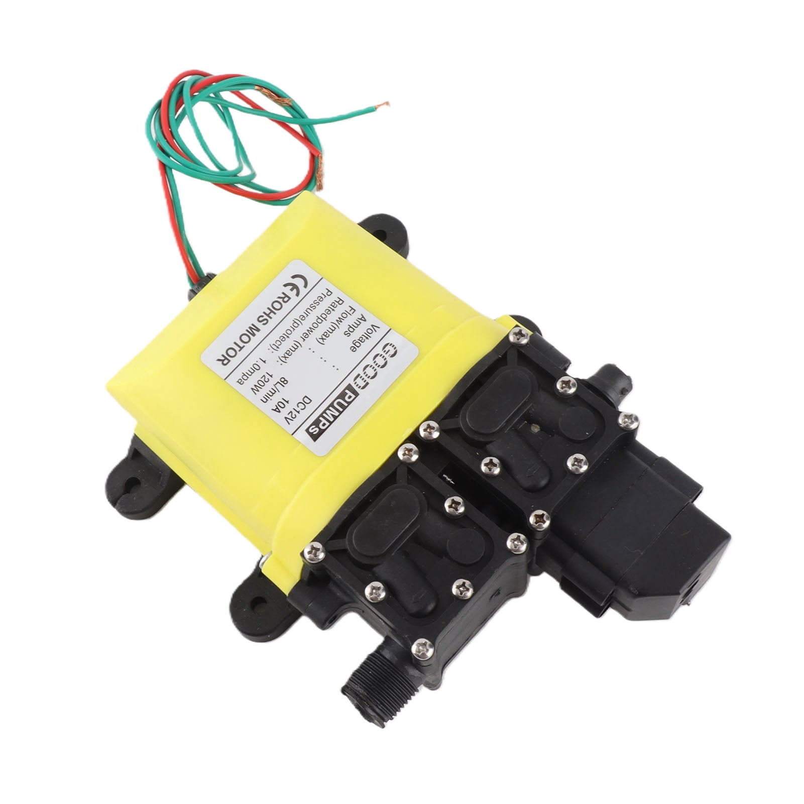 BIMZUC 12V 120W 8L Diaphragm High Pressure Pump with Copper Connector Automatic Water Injection Pump for RV, Marine, Garden Sprinklers, 10A Electric Transfer Pump