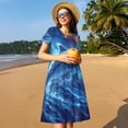 thumbnail image 3 of Ratiio Beautiful Ocean Dolphin Print Women's Short Sleeve Dress - Casual A-Line Dress with Side Pockets, Elastic Waist, Comfortable and Breathable Summer Dress, 3 of 8