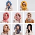 thumbnail image 4 of Xiao Hua Gorro de peluche, bufanda, máscara, cordón, invierno, cálido, de punto, con capucha, para exteriores, rosa, 1 pieza, 4 of 5