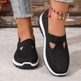thumbnail image 2 of Women's Breathable Knit Walking Shoes Low Wedge Mesh Orthopedic Shoes Low Top Slip On Lightweight Loafers Black Size 8, 2 of 5