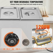 KFFKFF 3-Section Professional Food Heating Station, 17.4QT Electric Buffet Server, 1200W, Stainless Steel, with Temperature Adjustment 86-185°F for Event Catering and Dining Venues, Silver