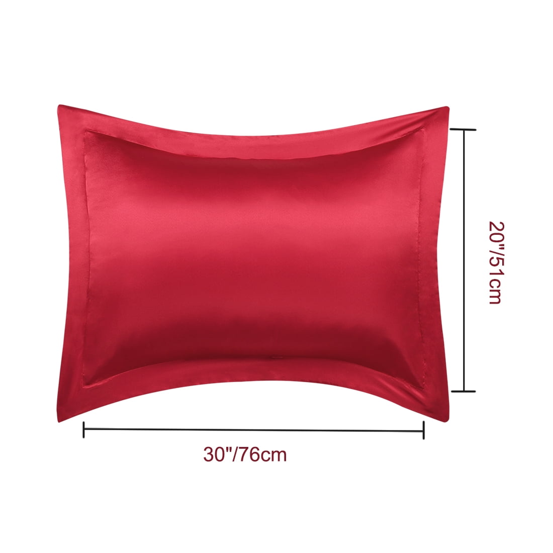 Unique Bargains 2-Pack Satin Pillow Shams Queen Size 20" x 30" Wine Red