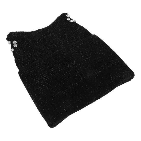 ETEREAUTY Black Beanie Hat for Girls, Soft Yarn Knit Winter Cap, 1 Set Stylish and Warm Headwear