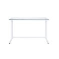 thumbnail image 4 of Hassch Modern Industry Writing Desk Computer Table with Built-in USB Port & Plug, White Frame & Transparent Desktop, 4 of 4