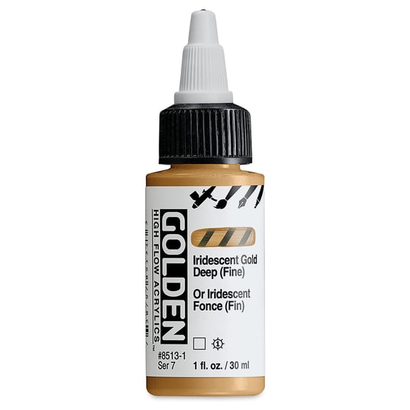 Golden High Flow Acrylics - Iridescent Gold Deep (Fine), 1 oz bottle