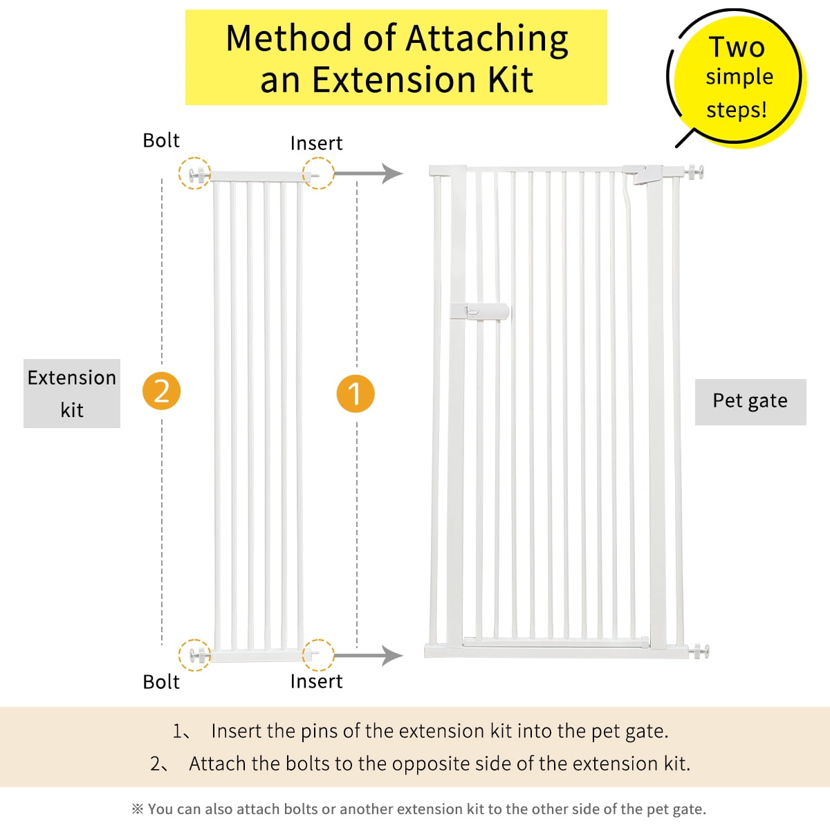 Lumizone Extra Tall Cat Gate Extension Kit 55.12" High Pressure Mounted White 12.60" 2025 New Extra Wide 1.37" Gap No Drilling Tall Pet Gate for Dogs