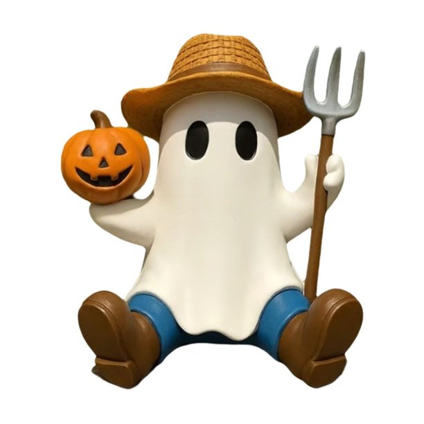 Uuiauoio Halloween Ghost Statue Ornament,Resin Ghost Statue Spooky Cute Figurine Halloween Tabletop Decor Fireplace Bookshelf Display Gift for Collectors