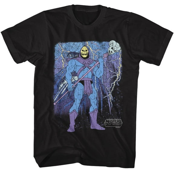 Masters Of The Universe Skeletor And Skull Mountain Black Adult T-Shirt