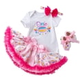 thumbnail image 1 of Gibobby Mamelucos para bebe niña Traje de un año con estampado de arcoíris para niña, traje de falda superior de manga corta de verano, conjunto de 2 piezas(Rosa caliente, 3-6 Meses), 1 of 5