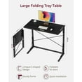 thumbnail image 3 of 31.5" Folding Desk, Foldable TV Tray Table for Eating on Couch, Extra Large TV Dinner Trays, Portable Fold Computer Writing Desk Table for Home Office, Black, 3 of 18
