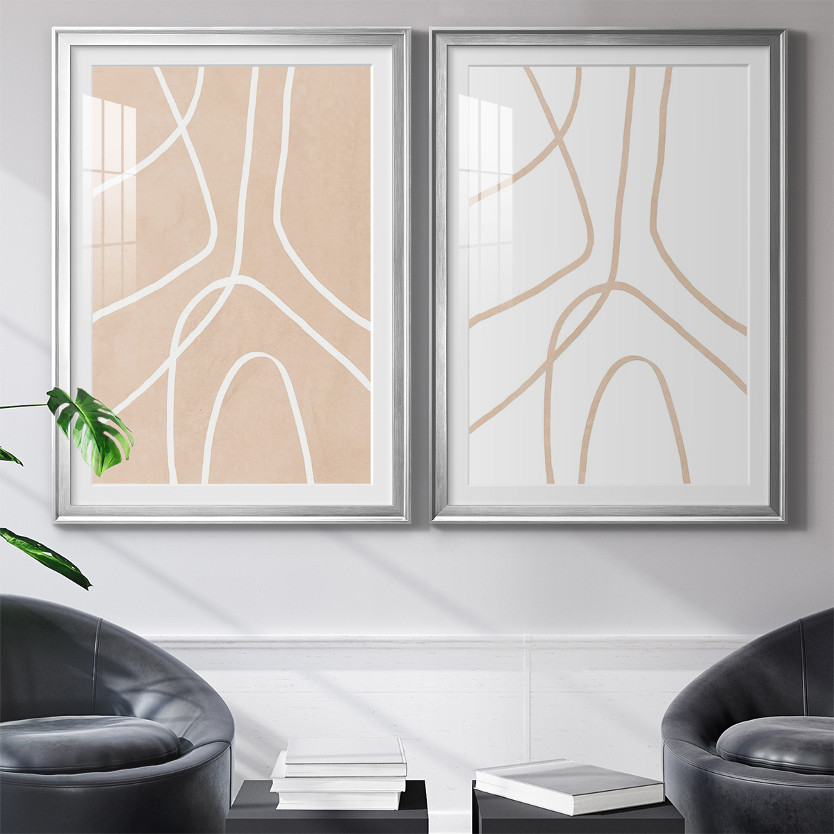 Wexford Home Clean Contour III Premium Framed Print, 18.5" x 24.5" - Ready to Hang, Silver (Set of 2)