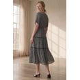 thumbnail image 3 of ellos Women's Plus Size Tiered Midi Dress With Surplice Neckline - 18, Black Ditsy Floral, 3 of 3