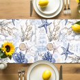 thumbnail image 4 of Burlap Table Runner 90 Inches Long,Ocean Starfish Blue Coral Non-Slip Kitchen Table Runners for Dining Room Everyday Use Party Table Decorations Nautical Anchor Vintage Boat, 4 of 9