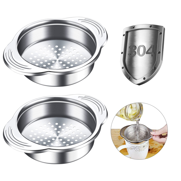 2 Pack Tuna Can Strainer Stainless Steel Food Can Strainer Sieve Metal ...