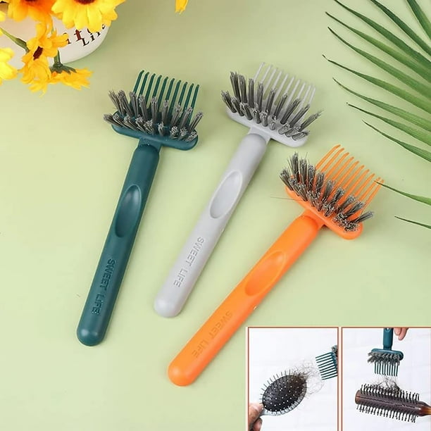 Fiudx Limpiador de Cepillos para El Cabello, Cepillo de Limpieza de Peines 2 En 1, Cerdas de Nailon, Plástico Duradero, Uso En Salón y Hogar, Prolonga La Vida Útil Del Cepillo, Tamaño Compacto, 17 X