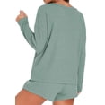 thumbnail image 4 of Fantaslook Pajamas Sets for Women Waffle Knit Lounge Sets Long Sleeve Top and Shorts Outfits Loungewear with Pockets, 4 of 8