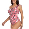 thumbnail image 3 of Picia French Bulldog Face Pattern Women's One Piece Swimsuits,One Shoulder Swimwear Asymmetric ,Ruffle Monokinis Bathing Suits,High Waisted Flattering Bathing Suits-Small, 3 of 8