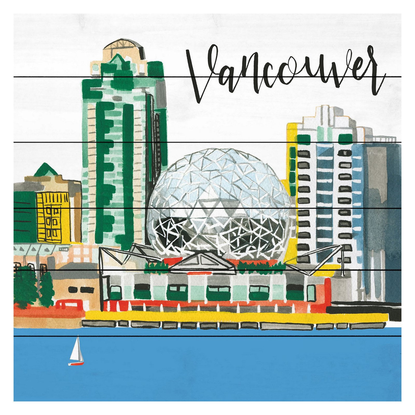 Marmont Hill "Vancouver Lakeview" By Molly Rosner Painting Art Print On White Wood, 40.0" x 1.5"