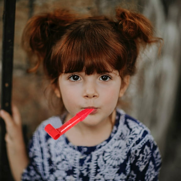 Pretyzoom 50pcs Whistle Toys for Noise Maker Interactive Fun Party Supplies Red Plastic