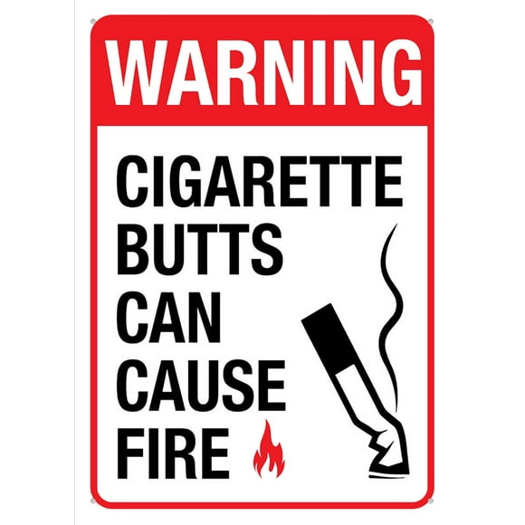 Cigarette Butts Can Cause Fire Sign 8X12 Inch Rust Free Aluminum Easy To Read & Sturdy Keep Out Outdoor Metal Signs For Home Farm Yard