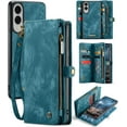 thumbnail image 1 of Funda tipo cartera para Samsung Galaxy S25 Edge, con cremallera, tarjetero, correa para la muñeca, funda protectora trasera magnética desmontable a prueba de golpes para Galaxy S25 Edge., 1 of 9