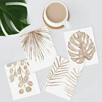 PixonSign Adhesive Canvas Poster Pastel Autumn Brown Island Leaf Frameless Wall Art Nature Wilderness Digital Modern Art Decorative Elements Multicolor Botanical Floral Prints Set - 12"x16"