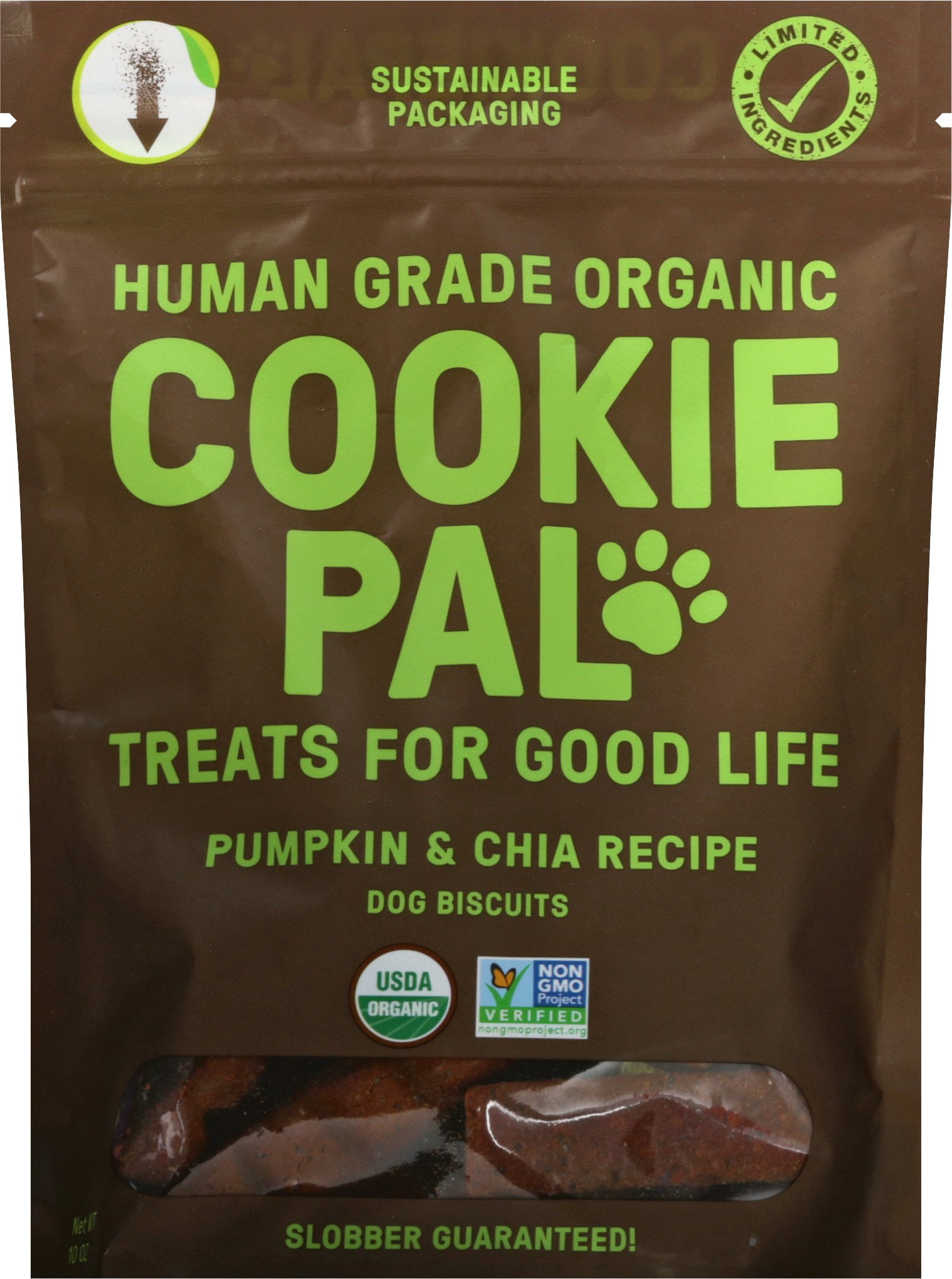 Cookie Pal Organic Pumpkin and Chia Recipe Dog Treat, 10 Ounce -- 8 per case.