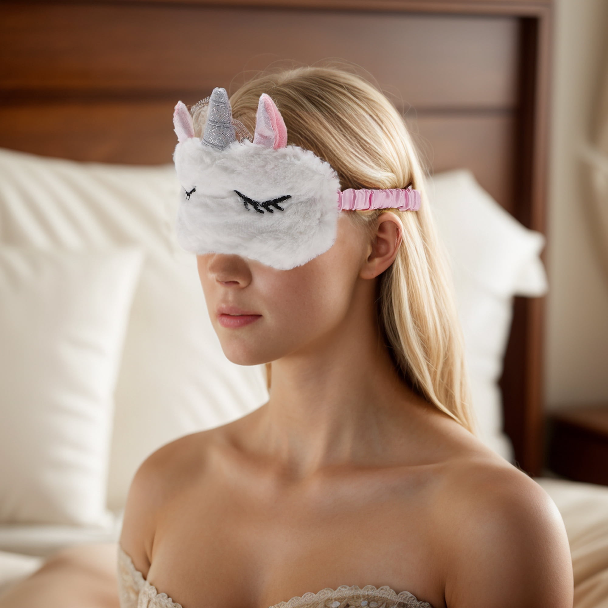 Unique Bargains Soft Cartoon Sleep Mask Eye Shade Cover for Rest White