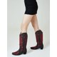 thumbnail image 1 of Retro Vintage Women Western Boots Chunky High Heels Cowgirl Cowboy Pull On Rhinestones Embroidered Knee High Shoes, 1 of 4