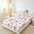 thumbnail image 4 of Homewish Girl Pink Bow Twin Sheet Sets,Brown Toy Bear Twin Fitted Sheet,Watercolor Heart Print Flat Sheet For Girls Kids,Microfiber Bedroom Decor,3pcs, 4 of 7