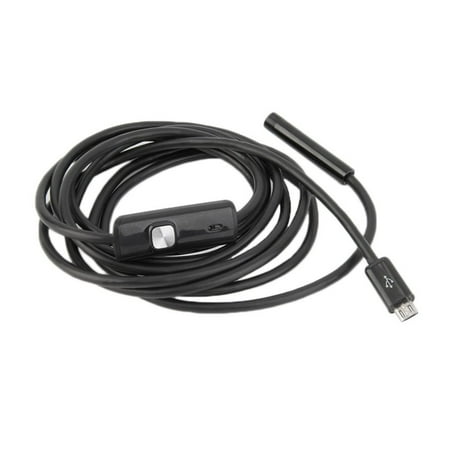Security camera Waterproof HD 2M/7mm Endoscope Lens Rigid Cable Mini USB Inspection Camera Snake Tube with 6 LED Lights Borescope for Phone PC