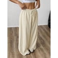 thumbnail image 5 of Women Drawstring Striped Pants Loose Wide Leg Trousers Casual Low Waist Pants Comfy Lounge Pants with Pockets Yellow L, 5 of 9